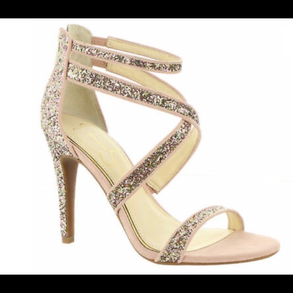 Jessica Simpson Blush Pink Glitter Suede heel
